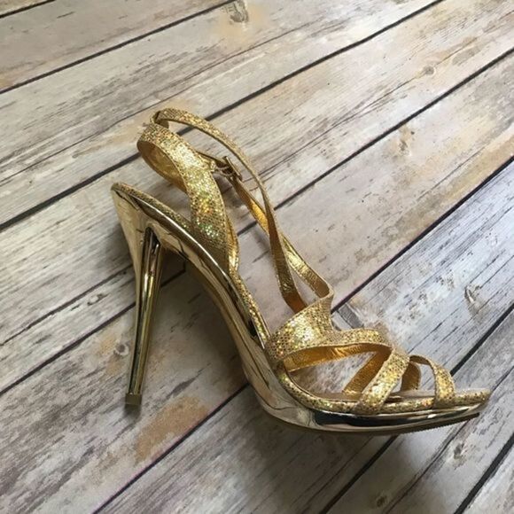 Promise Gold Strappy Heels - Picture 4 of 7